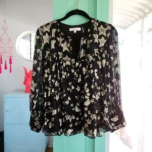 Love Shack Fancy Silk Star Blouse S